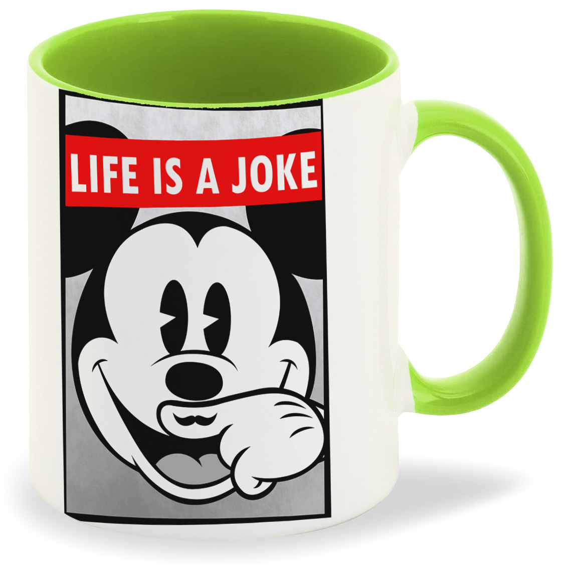 

Кружка салатовая CoolPodarok Life is a joke Микки Маус