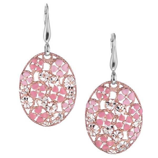 

Серьги подвески из серебра Element47 OR2891_ENAM_001_PINK, эмаль/фианит, OR2891_ENAM_001_PINK