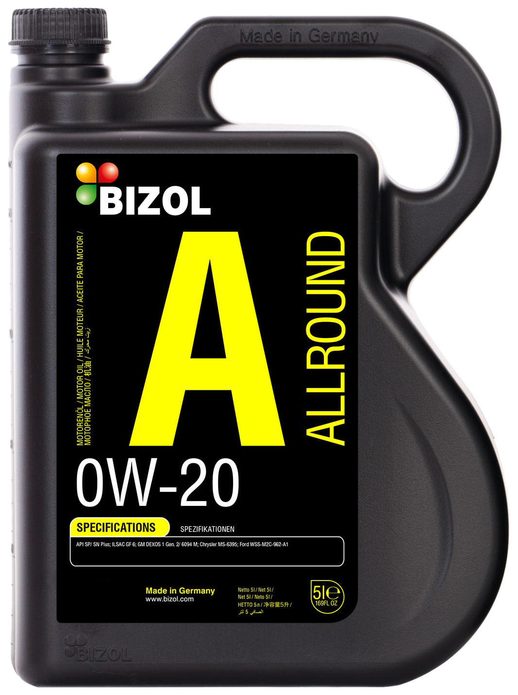 Моторное масло BIZOL Allround 0W-20 Sp Gf-6a синтетическое 0W20 5л