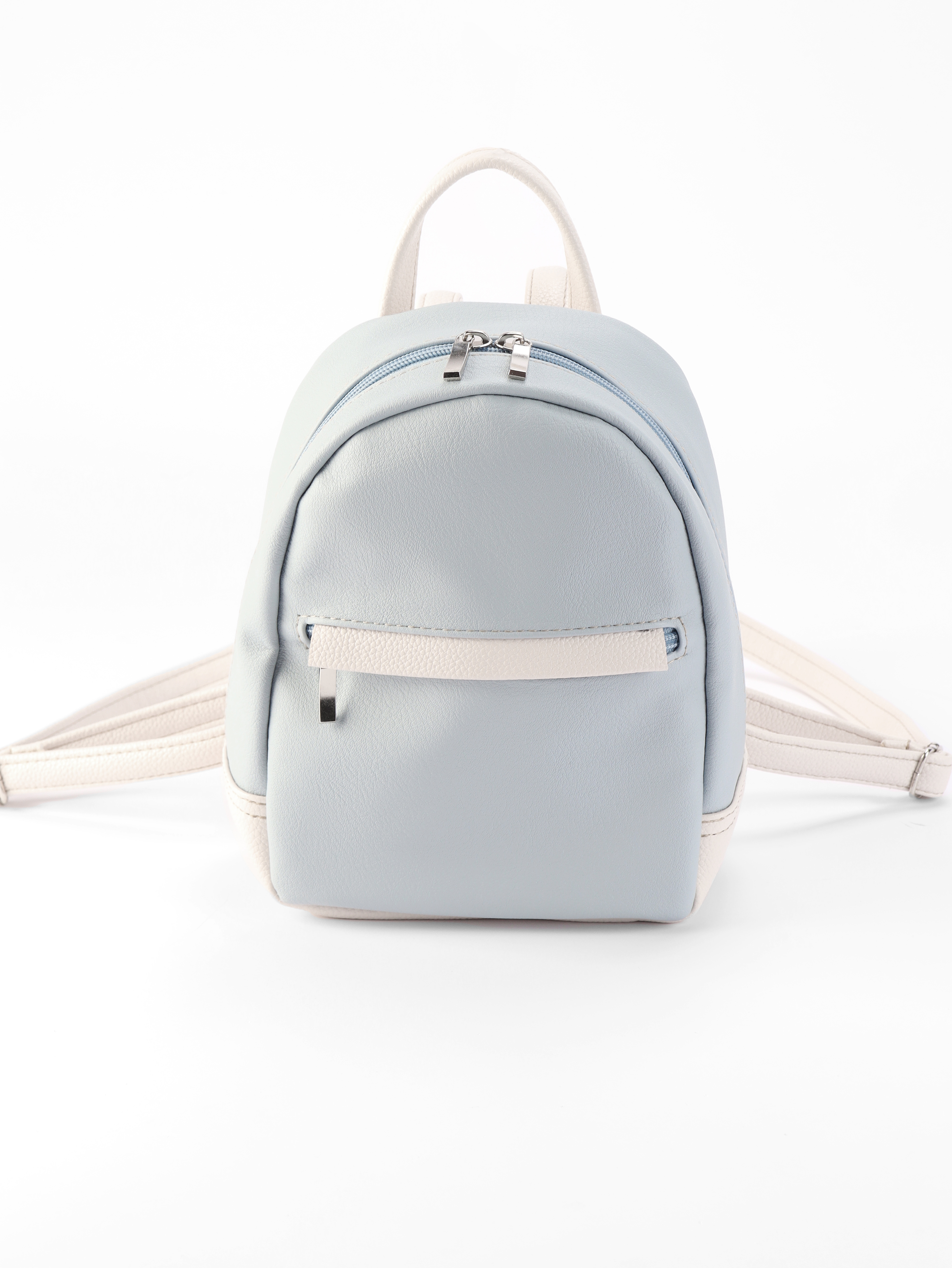 Рюкзак женский McKIR 21-138 бежевый/голубой, 20х16х8 см