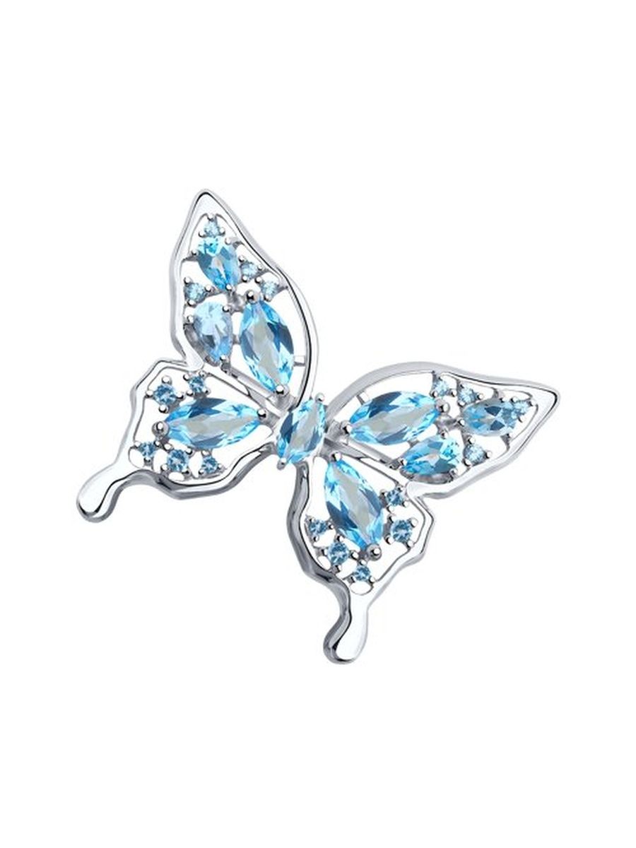 

Брошь из серебра TEO MAORI 892040090, топаз\фианит, 892040090