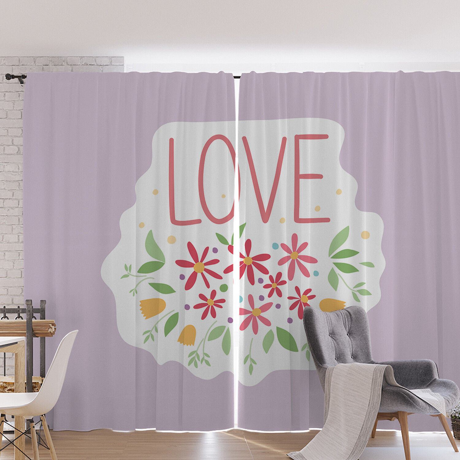 

Фотошторы LOVE 170х265 см 2 полотна оксфорд, LOVE