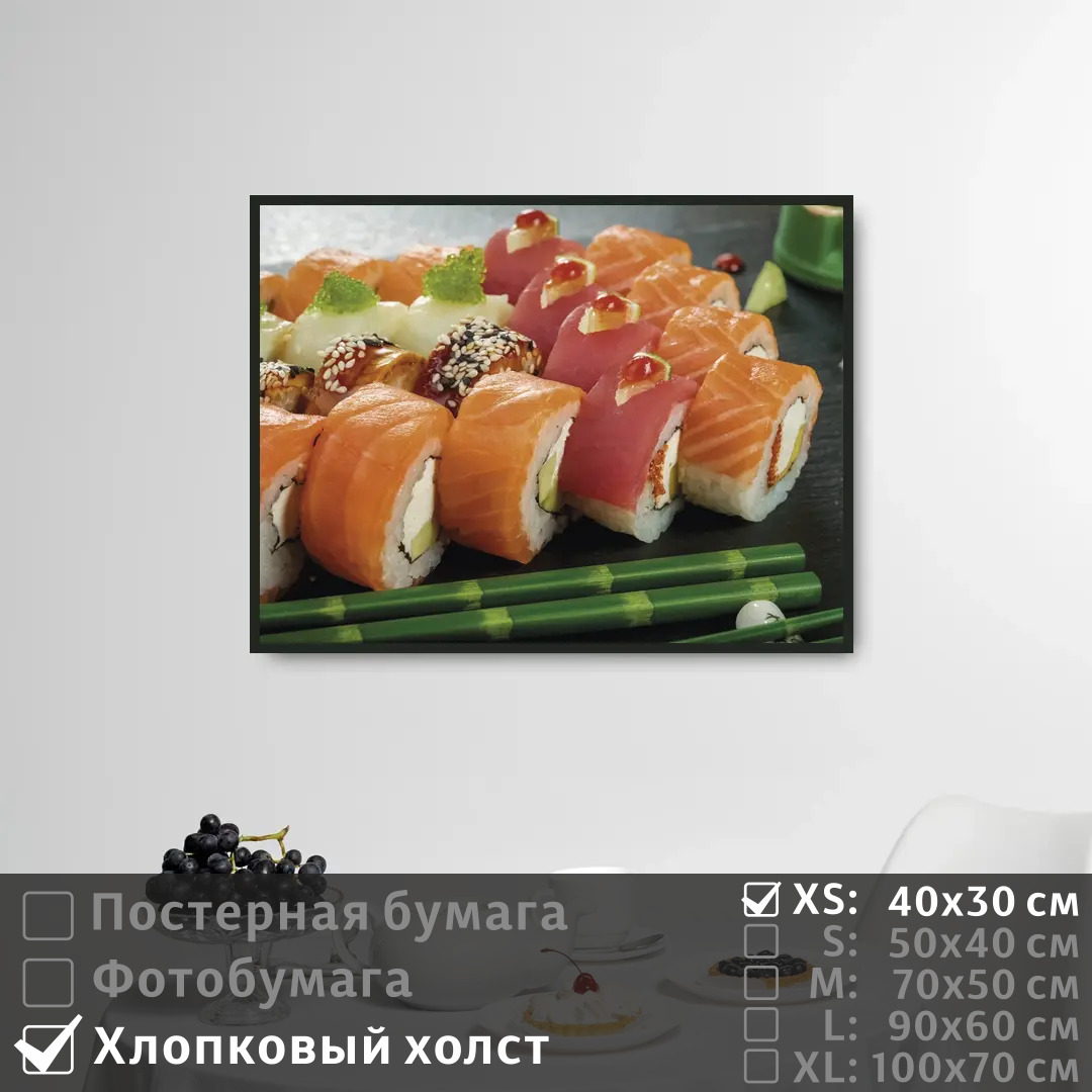 

Постер на холсте ПолиЦентр Суши и роллы 40х30 см, СушиИРоллы