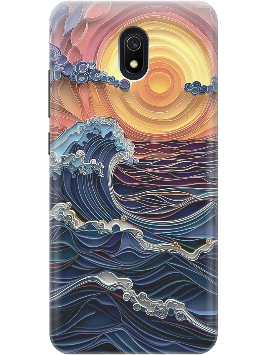 

Силиконовый чехол на Xiaomi Redmi 8A с принтом "Волны на закате", Прозрачный;оранжевый;синий, 722188610