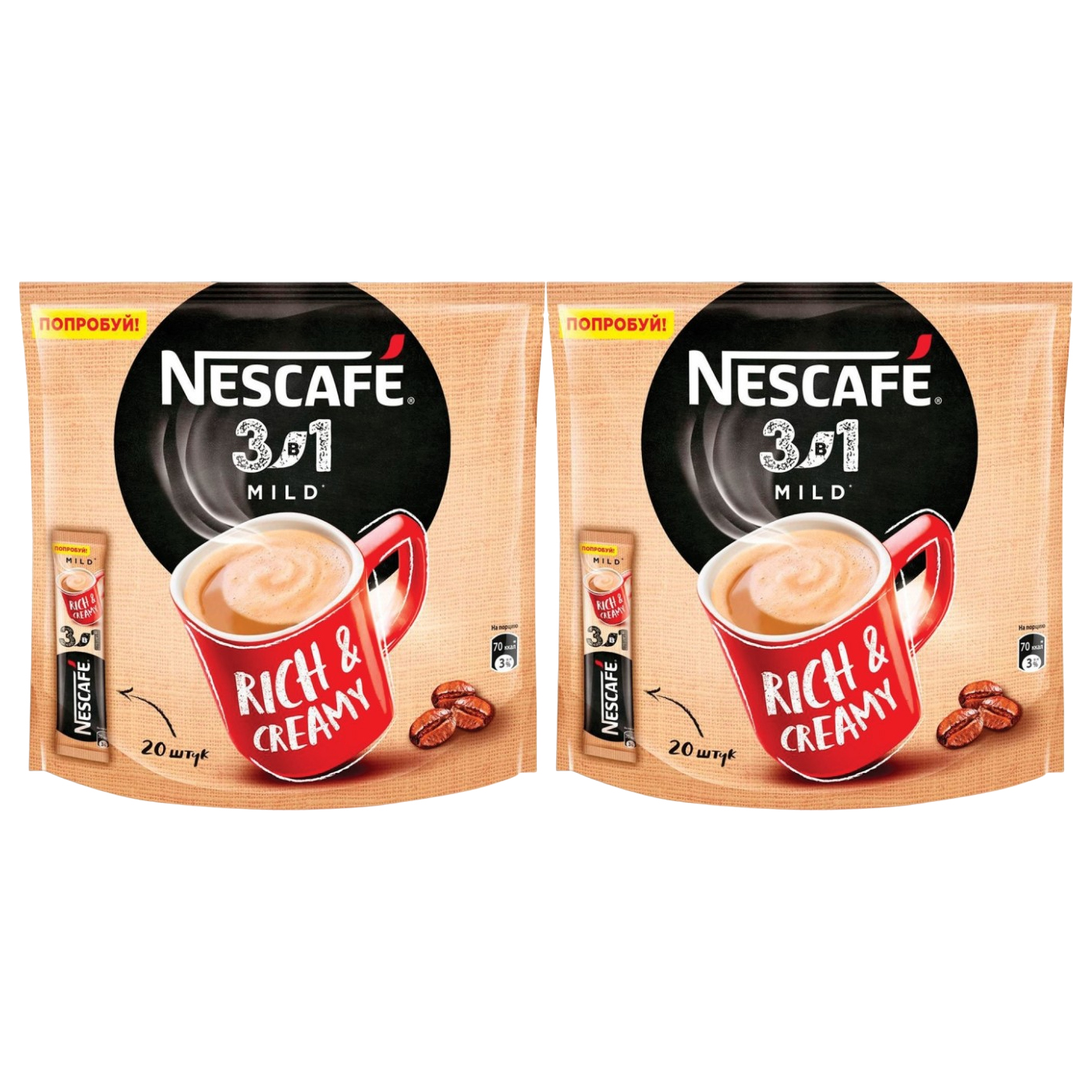 

Кофе растворимый Nescafe 3 в 1 Мягкий 320г 2 уп