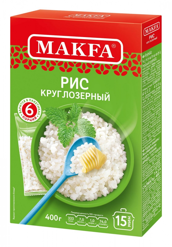 Рис круглозерный Макфа 400г 9уп