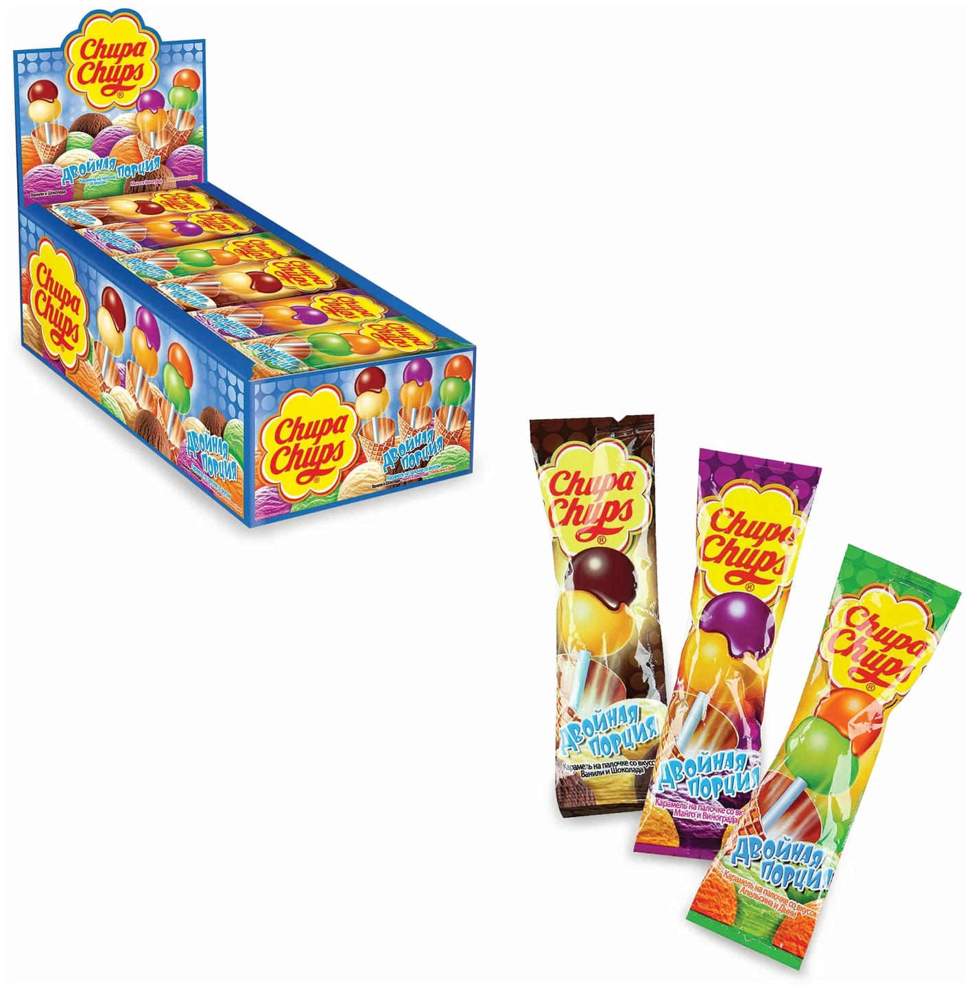 Карамель Chupa Chups двойная порция 17г 48 уп