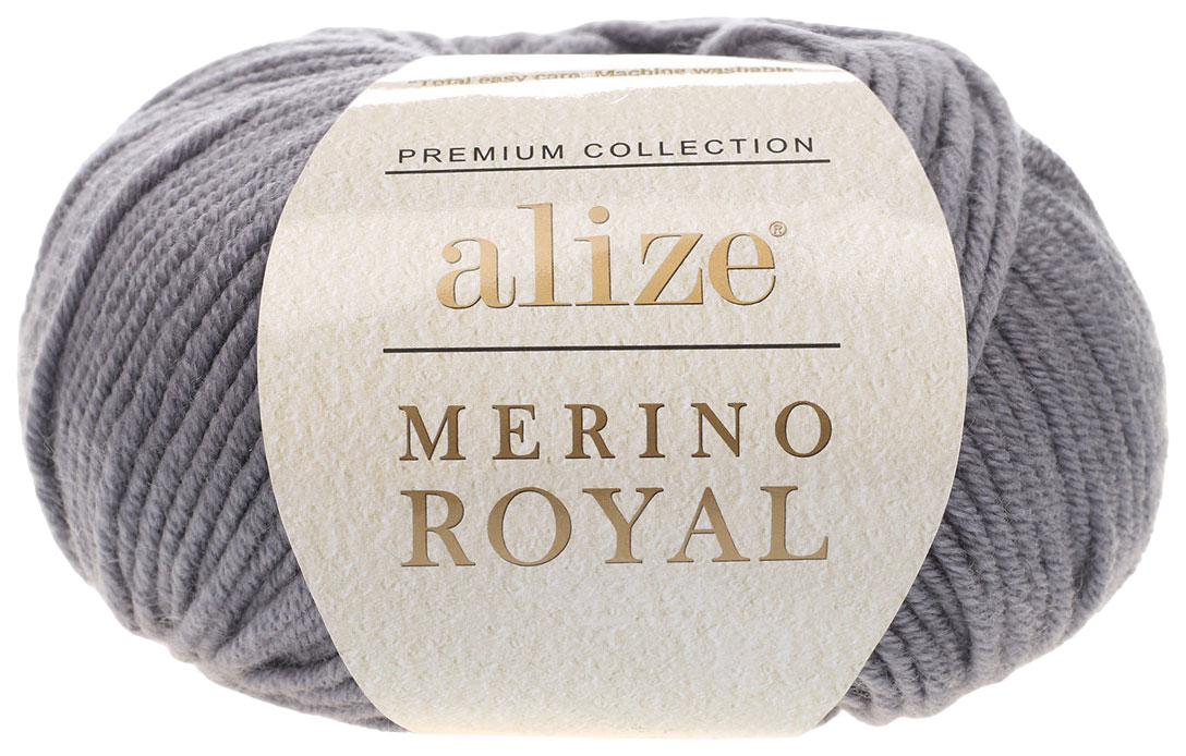 

Пряжа ALIZE Merino royal (87), сталь, 5 шт. по 50 г, Серый