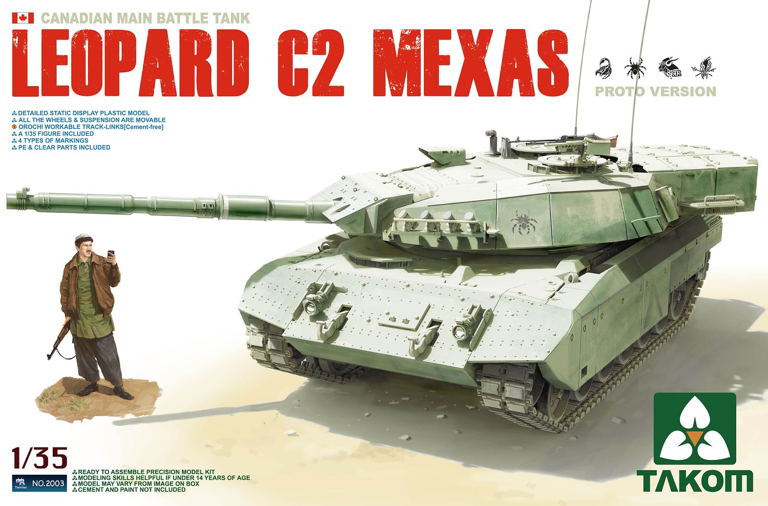 фото Сборная модель takom 1/35 канадский танк leopard c2 mexas 2003