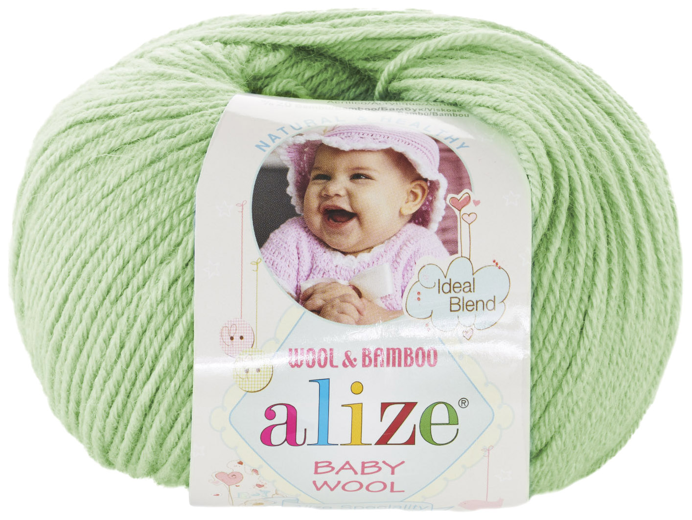 

Пряжа ALIZE Baby wool (188), светло-салатовый, 5 шт. по 50 г
