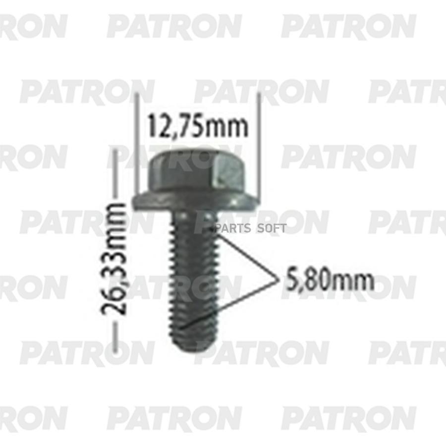 PATRON P37-2596T Болт металлический черный универсальный M6X20  10шт