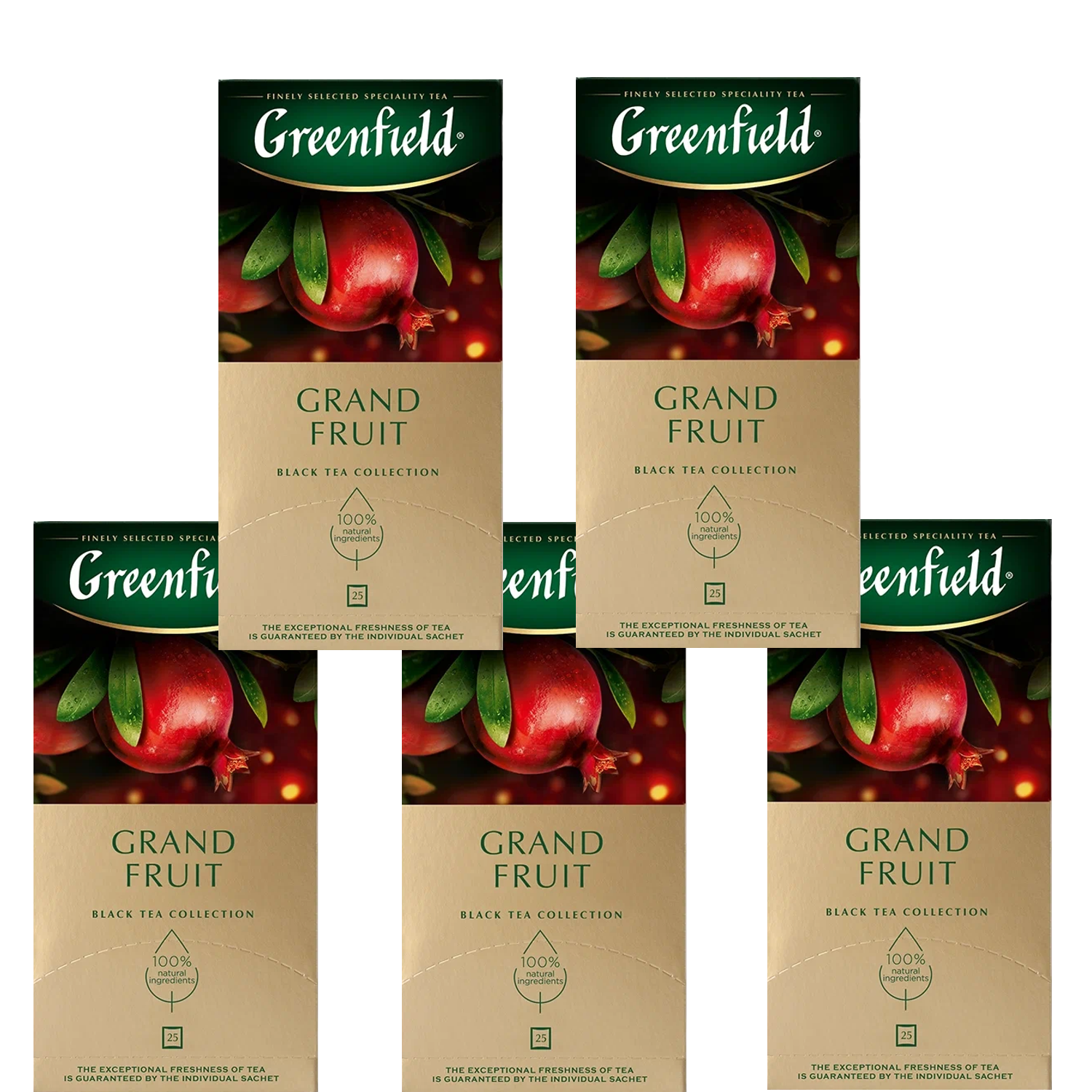 

Чай GREENFIELD Grand Fruit, черный, гранат-розмарин, 25 пак 5 уп
