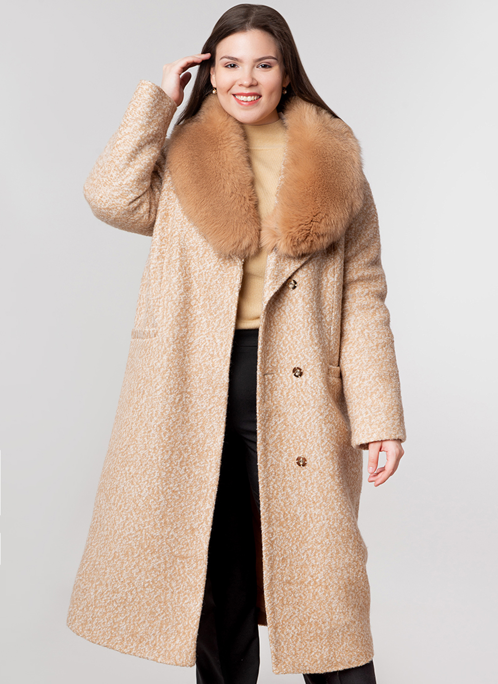 

Пальто женское Crosario 51492 коричневое 52 RU, 51492