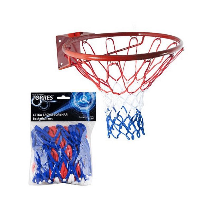Баскетбольная сетка Torres Torres, нить 4 мм, бело-сине-красная (SS11050)