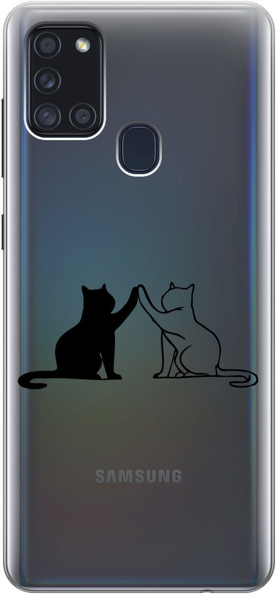 

Силиконовый чехол на Samsung Galaxy A21s "Cats" прозрачный, Прозрачный;черный, 5363