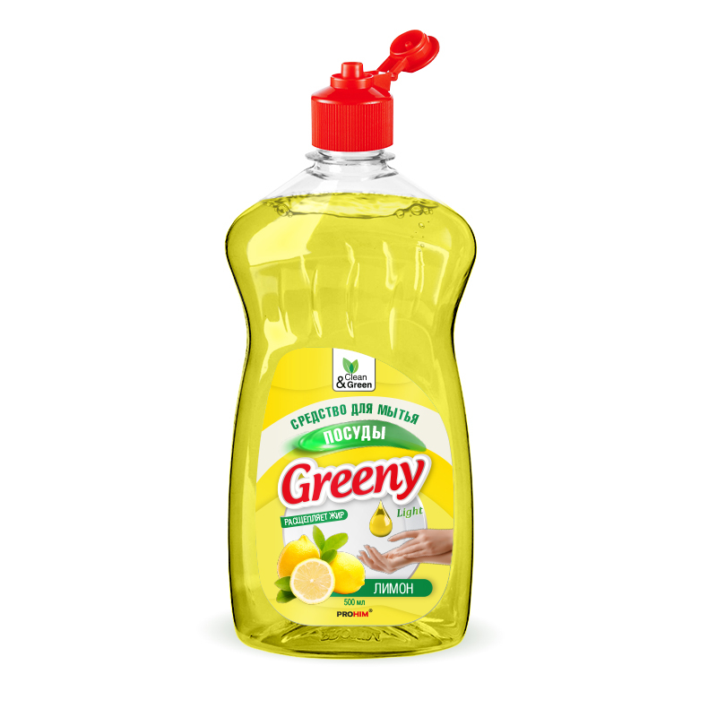 фото Средство для мытья посуды "greeny" light 500 мл. clean&green cg8069