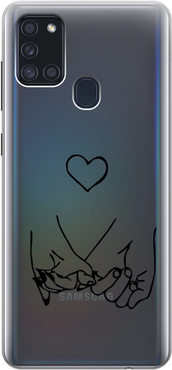 

Чехол на Samsung Galaxy A21s "Lovers Hands" прозрачный, Прозрачный;черный, 5363