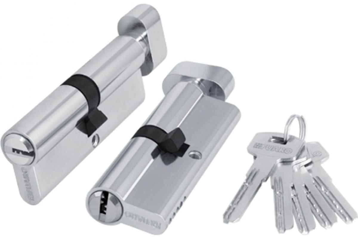 

Цилиндровый мех-м Fuaro (200 ZM/90) 2000ZMKnob90(50+10+30) CP хром 5Key с вертушкой, Серебристый