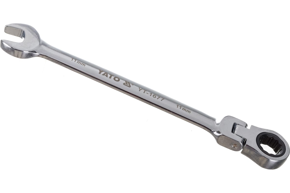 Ключ комбинированный трещоточный с шарниром, 11 мм