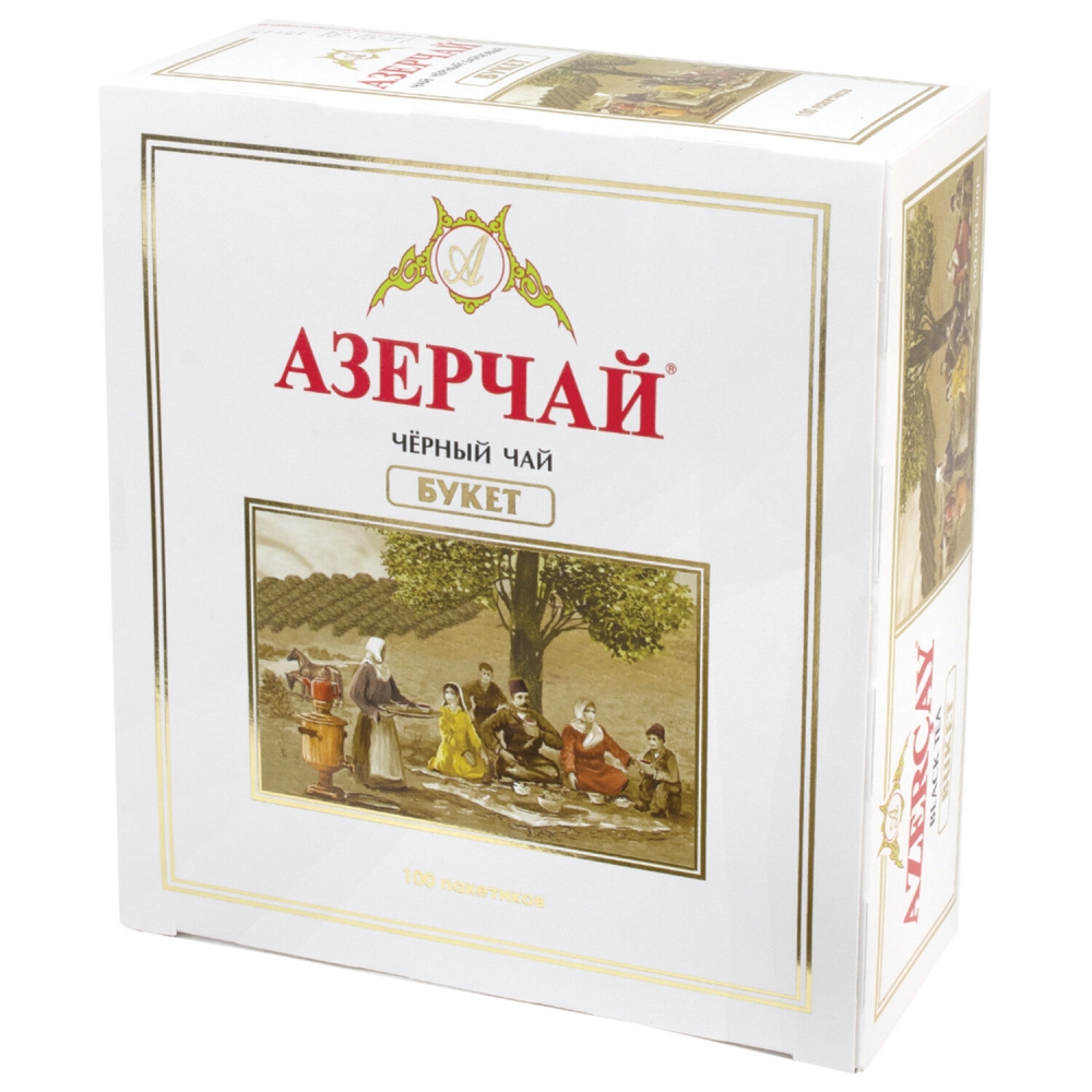 

Чай АЗЕРЧАЙ Букет черный 100 пакетиков с ярлычками по 2 г 2 уп