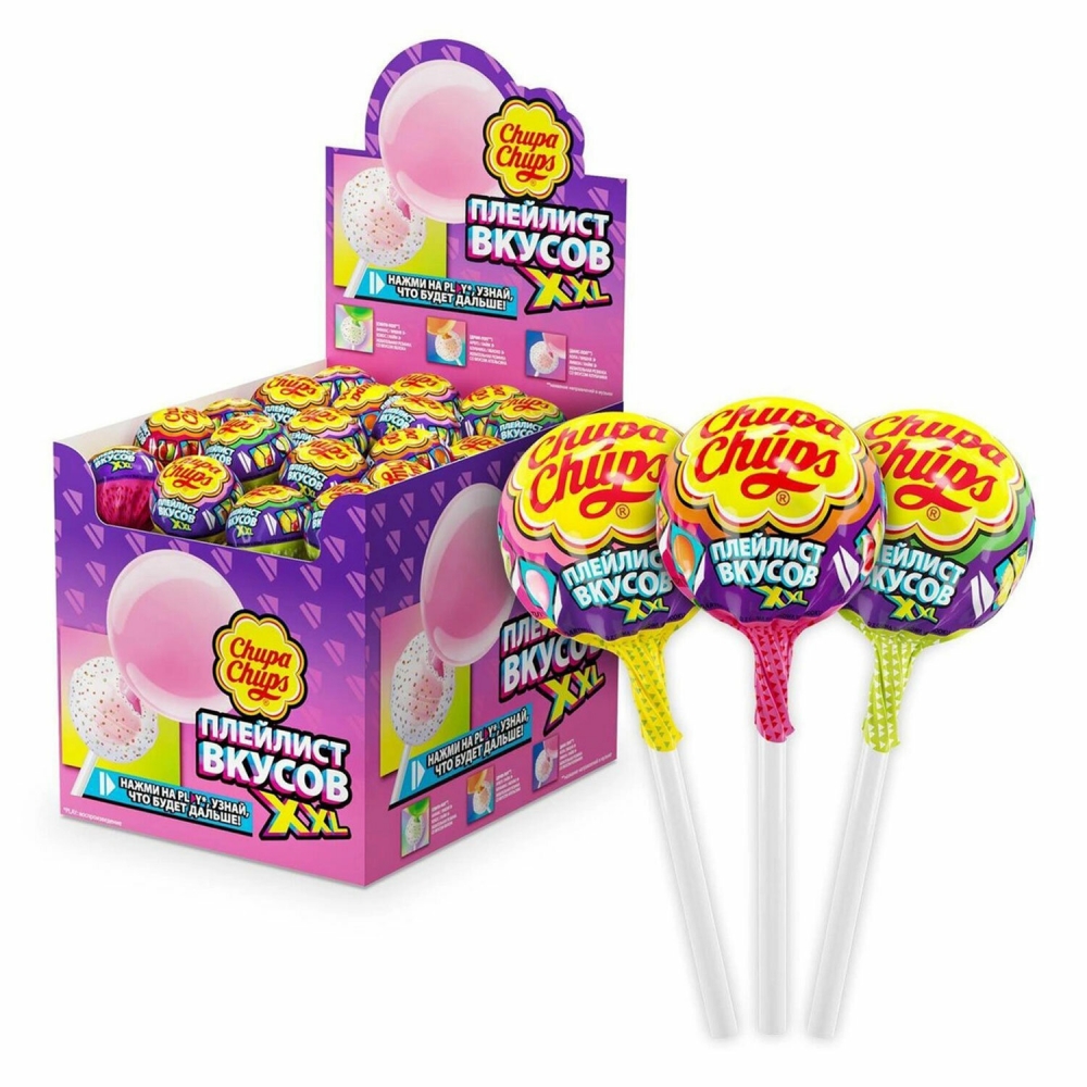 

Карамель CHUPA CHUPS XXL Flavors Playlist, ассорти, 29 г, 40уп