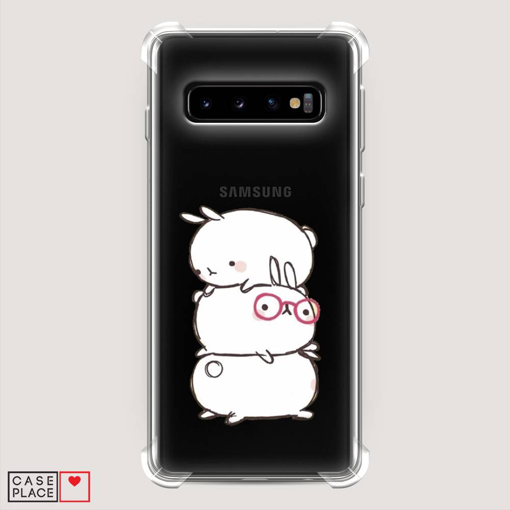 фото Противоударный силиконовый чехол "бутерброд" на samsung galaxy s10 + awog