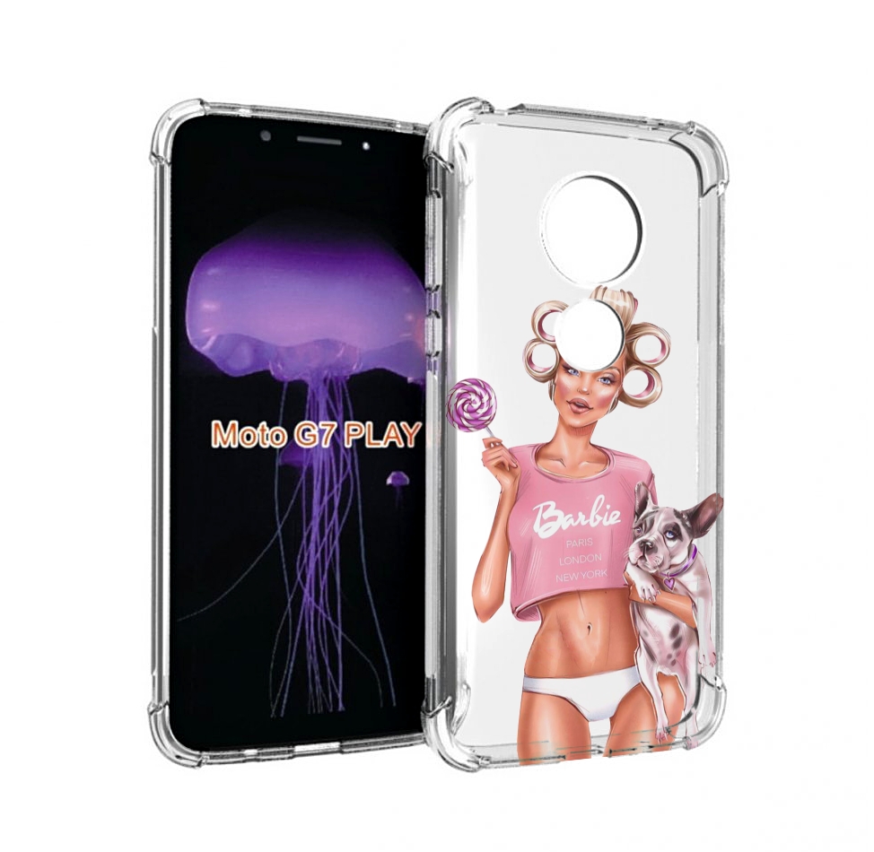 

Чехол MyPads Барби-с-собачкой женский для Motorola Moto G7 Play, Прозрачный, Tocco