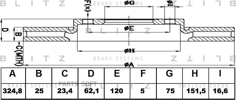 

BLITZ 'BS0391 Диск тормозной передний вентилируемый 1шт