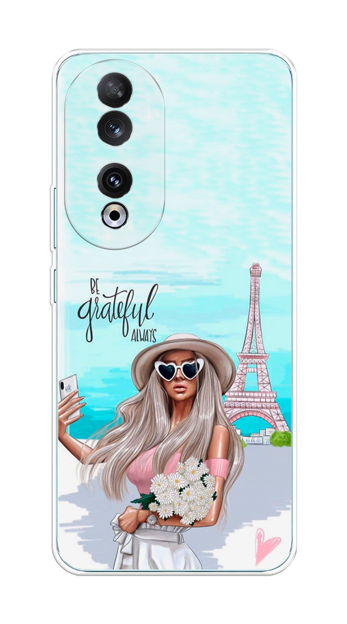 

Чехол на Honor 90 "Селфи Париж", Голубой;бежевый, 6121450-1