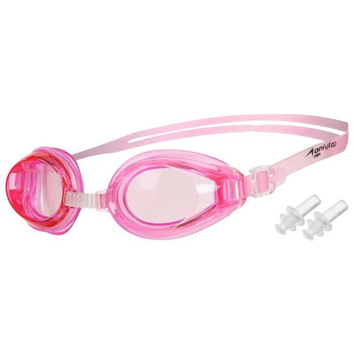 Очки для плавания ONLYTOP взрослые, с берушами, розовые
