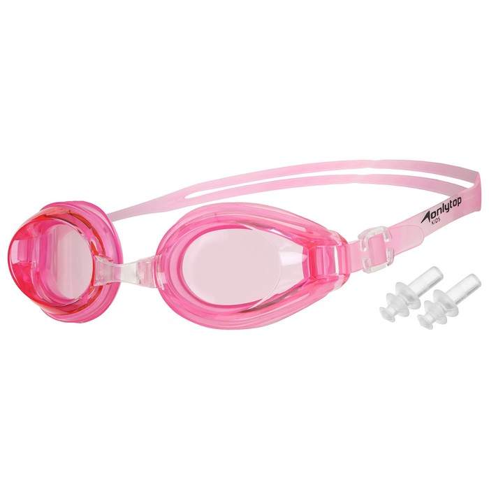 Очки для плавания ONLYTOP взрослые, с берушами, розовые (1256)
