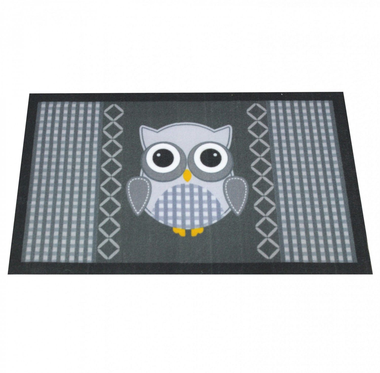 Коврик придверный Еврокомфорт Велюр Сова серая 45х75см