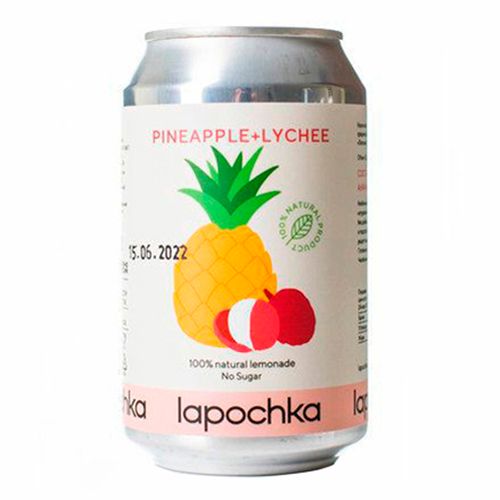 Газированный напиток Lapochka Лимонад ананас-личи без сахара 0,33 л