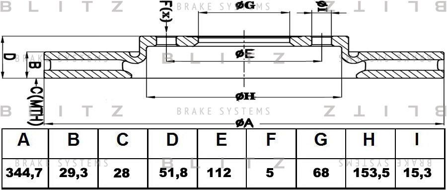 

Диск тормозной BLITZ bs0399