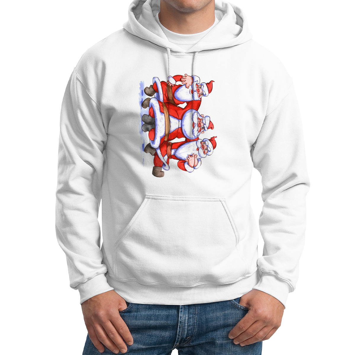 

Худи унисекс CoolPodarok Три Деда Мороза Новый год белое 64 RU, M0111678
