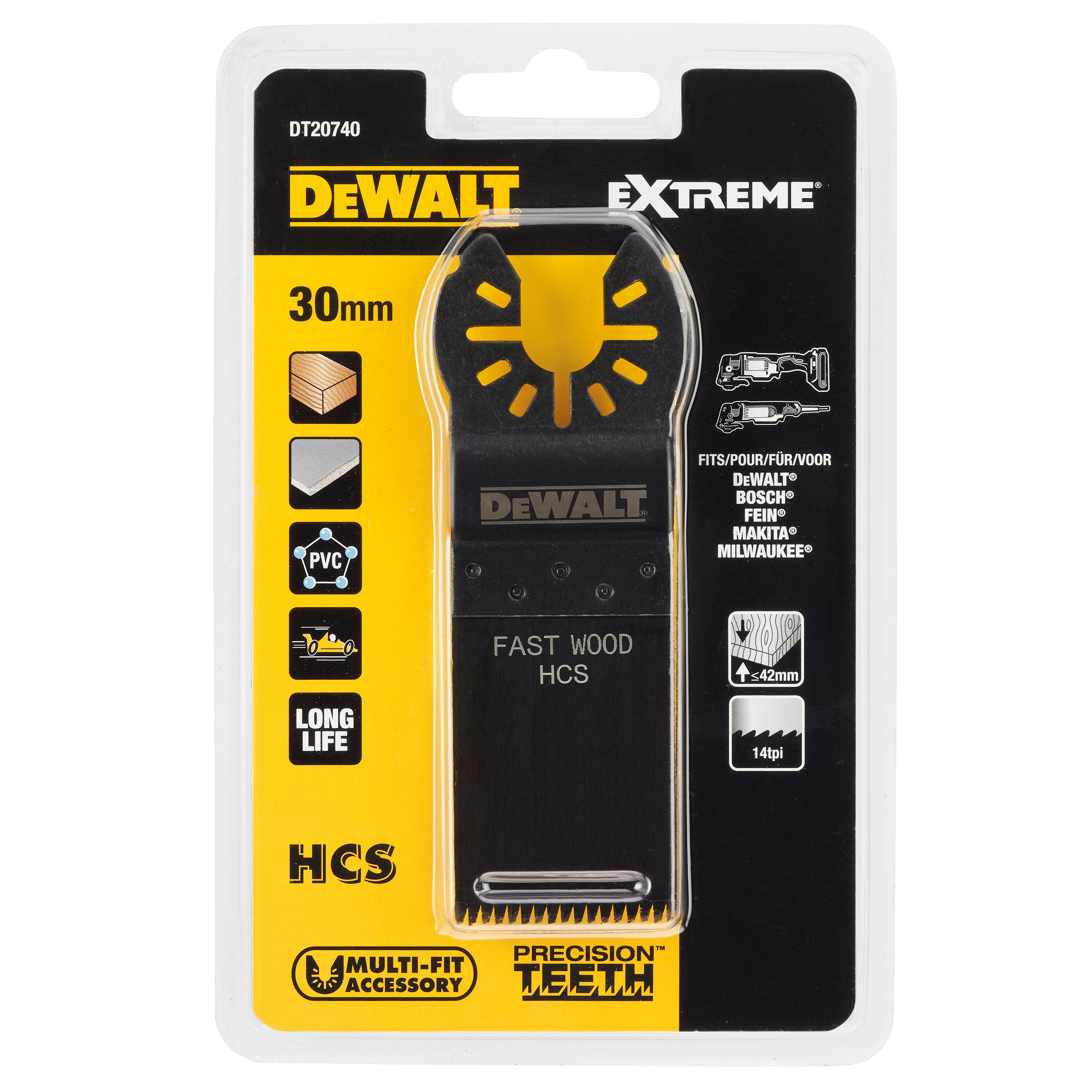 

Полотно DeWalt, для реноватора, по твердой древесине, 30 мм, DT20740