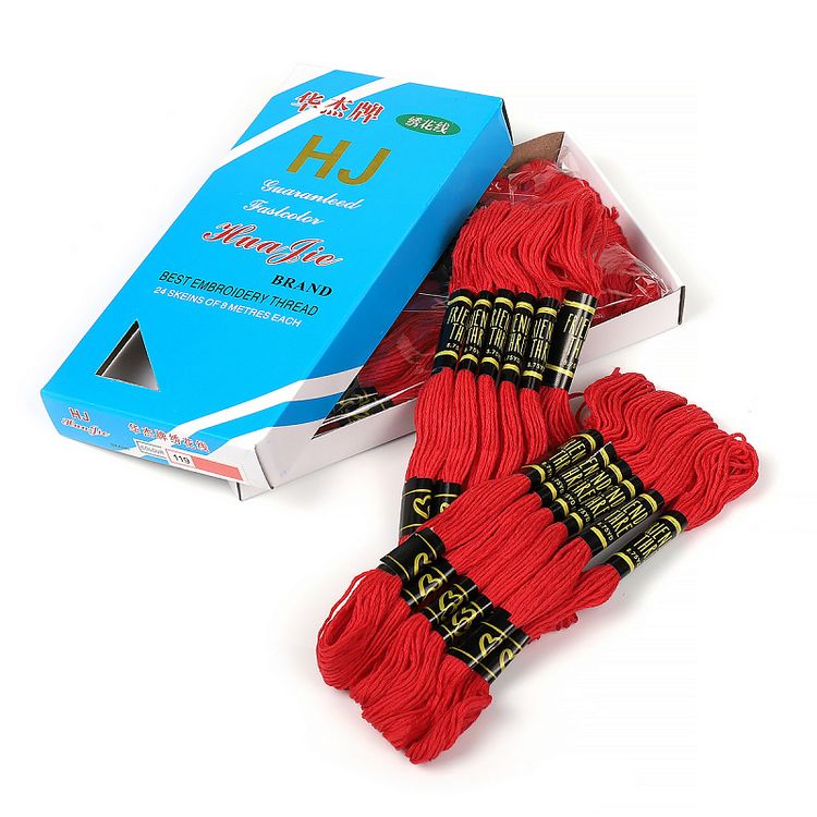 

Нитки мулине IDEAL (100% хлопок), 24 шт. по 8 м, цвет: красный