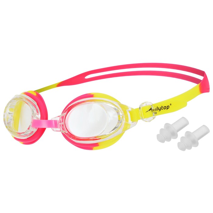 Очки для плавания ONLYTOP с берушами, красно-желтые (BL28)