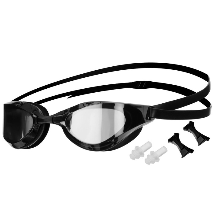 Очки для плавания ONLYTOP с берушами, набор носовых перемычек, черные (G8041-1)