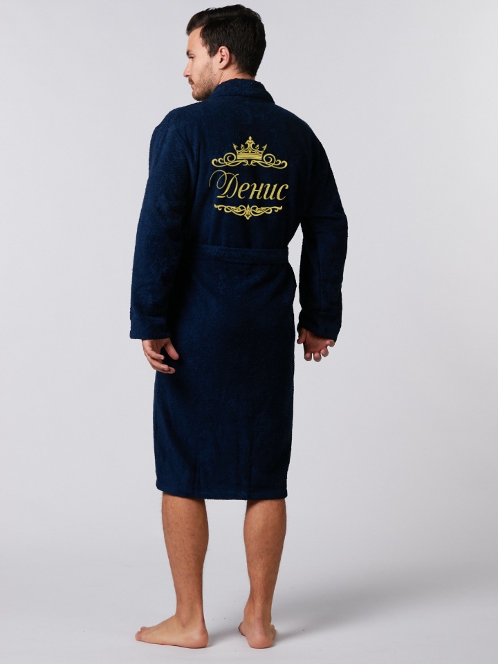 фото Халат мужской халат с вышивкой lux денис синий 50-52 ru
