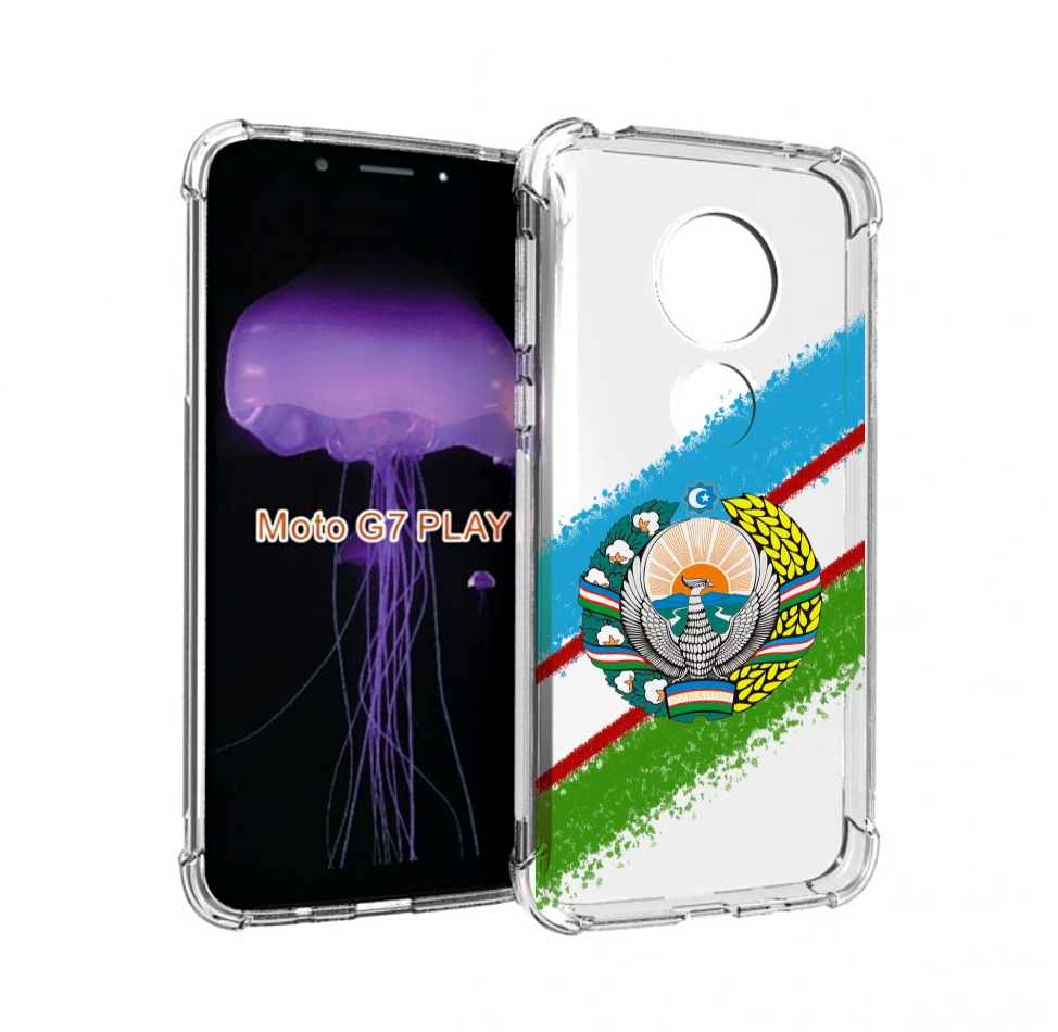 

Чехол MyPads Герб флаг Узбекистана для Motorola Moto G7 Play, Прозрачный, Tocco