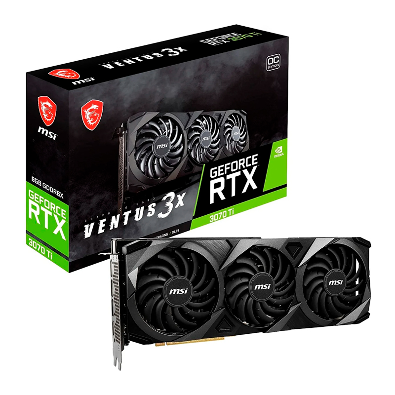 

Видеокарта MSI NVIDIA GeForce RTX 3070 Ti 8 ГБ, GeForce RTX 3070 Ti Ventus 3X 8G OC GDDR6X