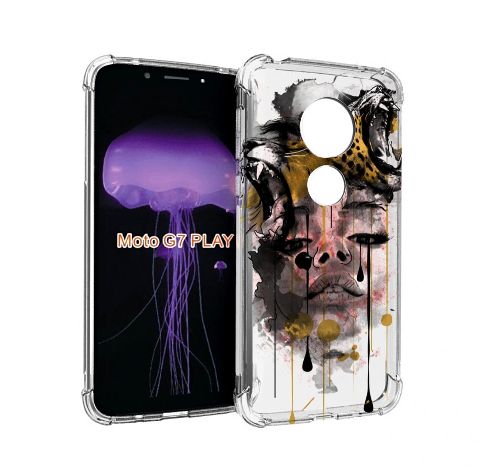 

Чехол MyPads Девушка гепард женский для Motorola Moto G7 Play, Прозрачный, Tocco