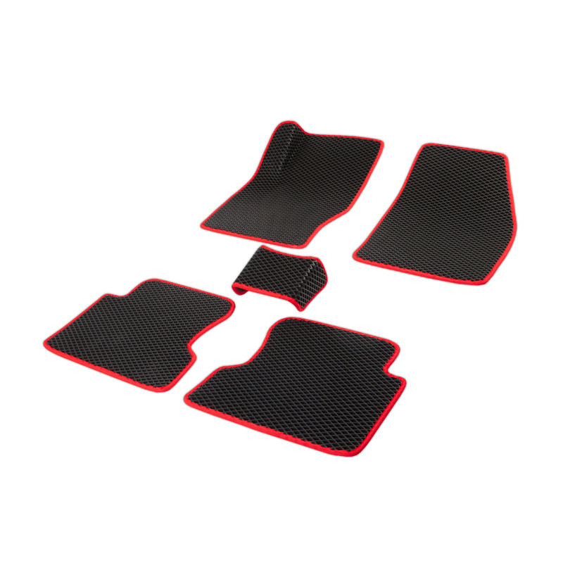 Комплект ковриков в салон CellMat ЭВА с 3D лапкой Форд Куга II, рестайлинг, черный-красный
