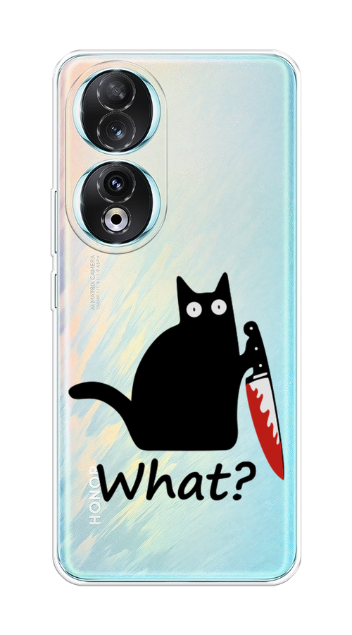 

Чехол на Honor 90 "Котик с ножом", Черный;красный, 6121450-1