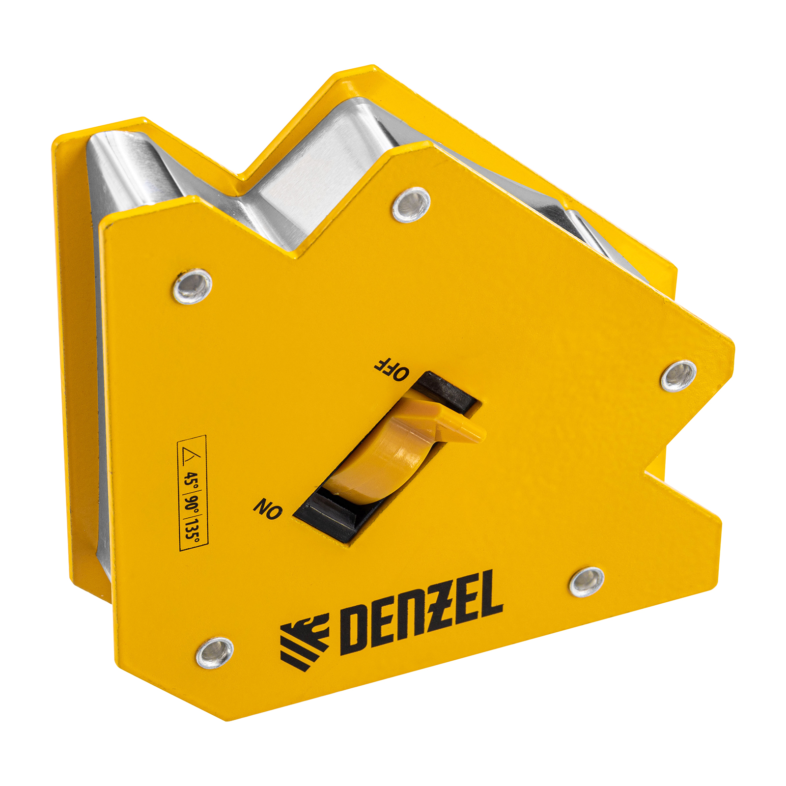 Фиксатор магнитный отключаемый для сварочных работ DENZEL усилие 30 LB, 45х90х135 гр 97563