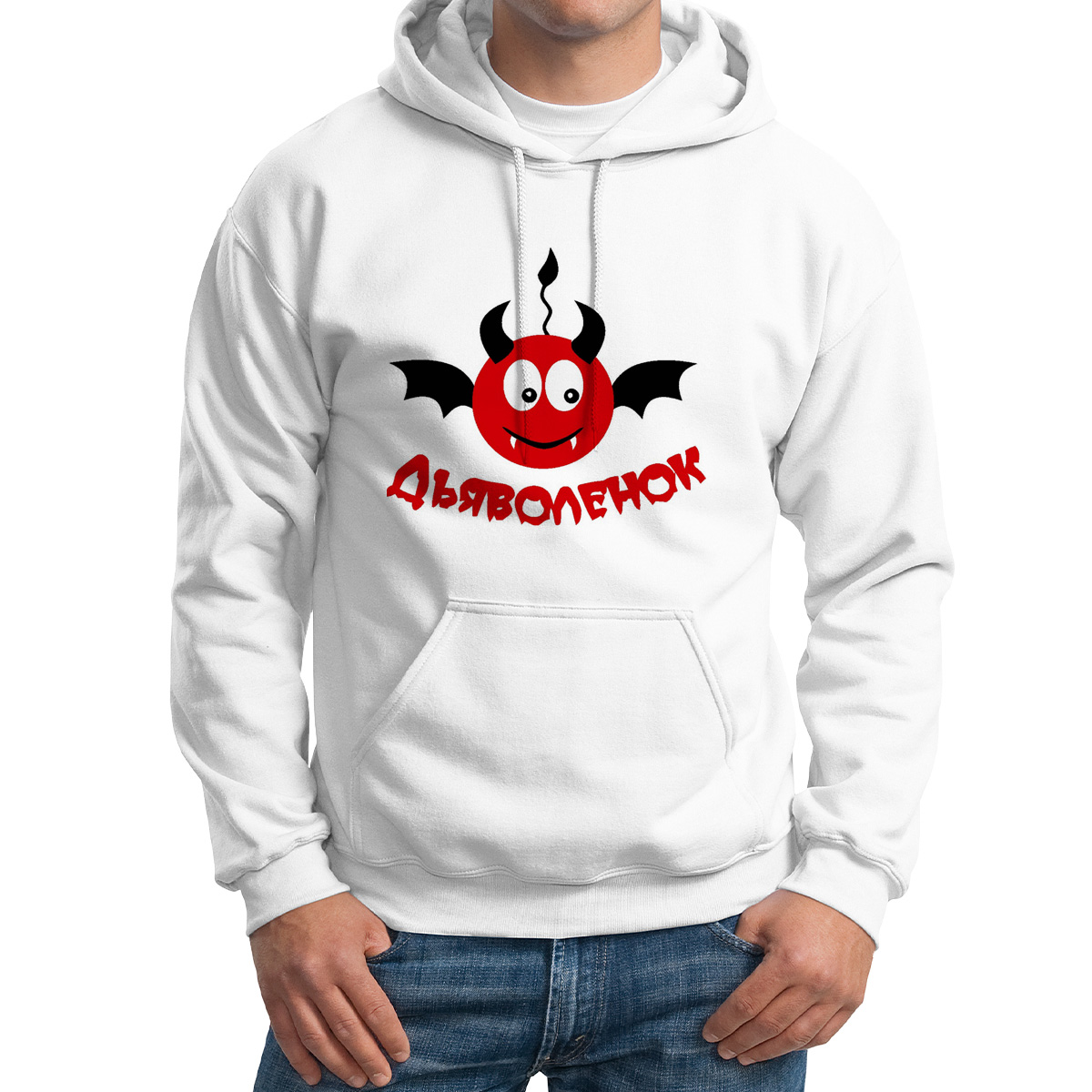 

Худи унисекс CoolPodarok дъяволенок белое 64 RU, Белый, M0113094