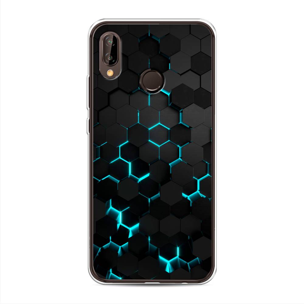 

Чехол Awog "Соты бирюзовые" для Huawei Nova 3, Черный;голубой;синий, 66150-3