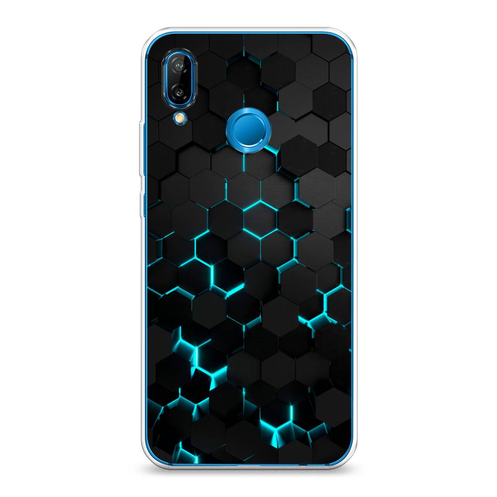 

Чехол Awog "Соты бирюзовые" для Huawei Nova 3E, Черный;голубой;синий, 65650-3