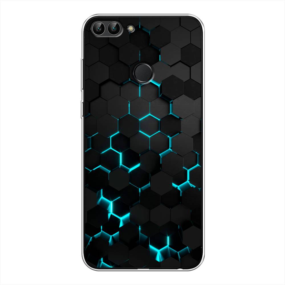 

Чехол Awog "Соты бирюзовые" для Huawei P Smart, Черный;голубой;синий, 64050-3